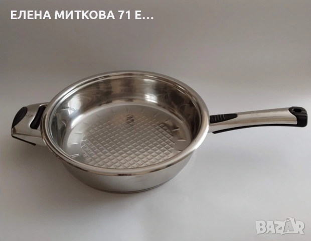 Тежък немски тиган от неръждаема стомана с трислойно дъно+индукция, снимка 3 - Съдове за готвене - 54689633