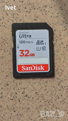 Карта памет SanDisk 32GB Ultra SDHC,120MB/s, UHS-I, C10, U1, Full HD, SD Card - отлично състояние, снимка 2 - Чанти, стативи, аксесоари - 54988686