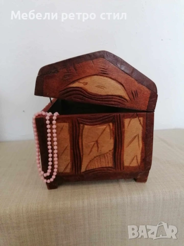 Впечатляващо ръчно изработено дървено  ковчеже идеално за съхранение на бижута., снимка 2 - Антикварни и старинни предмети - 54192218