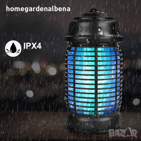 Електрически уред против комари насекоми Bug Zapper 20W обхват 80м² UV лампа, снимка 5 - Външни лампи - 54486257