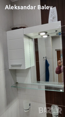 PVC Шкаф за баня с огледало и LED осветление (Горна част)