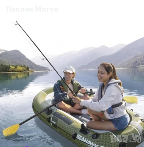 Надуваема лодка Seahawk 2 Intex, за 2 лица, размер 236×114 см, PVC, зелена, снимка 4 - Воден транспорт - 54153386
