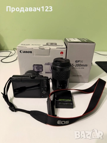Canon EOS M100 + EF-M 18-45 mm + EF-M 55-200 mm, снимка 2 - Фотоапарати - 54415082