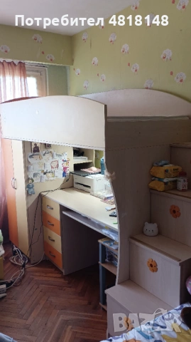 Продавам легло на втори етаж с гардероб и бюро, снимка 6 - Бюра - 54429044