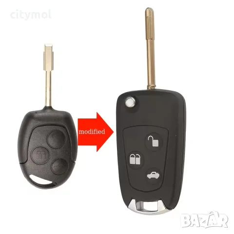 Модифицираща кутийка за ключ с 3 бутона, острие FO21 за Ford, Focus, Mondeo, Fiesta, C-MAX, Fusion,