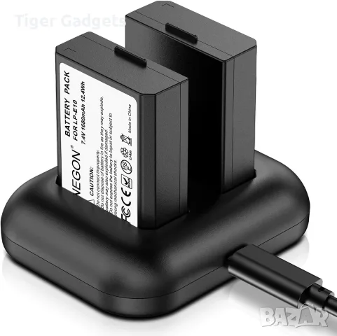 Комплект 2 батерии ENEGON LP-E10 1680mAh + двойно USB зарядно за Canon EOS и Rebel