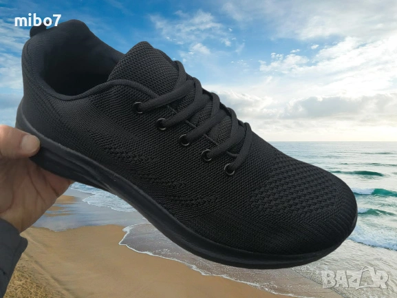 Дишащи олекотени мъжки маратонки в черно., снимка 2 - Маратонки - 40157409