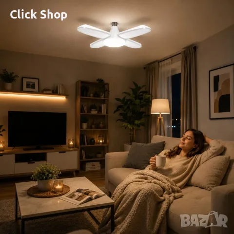 Мощна LED сгъваема лампа 60W – Регулируемо осветление с 4 сгъваеми панела, снимка 4 - Лед осветление - 55293900