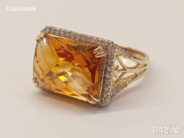 Руско злато. Пръстен с брилианти. , снимка 5 - Пръстени - 55241200