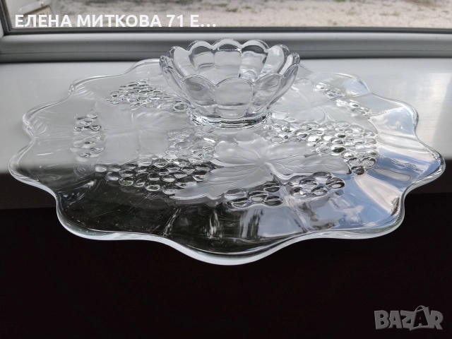 Голяма поставка за торта/сладкиш Бохемия кристално стъкло нова в кутия, снимка 8 - Аксесоари за кухня - 55157819