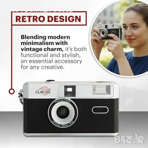 Нов аналогов Компактен 35mm Фотоапарат Half Frame Презареждаем Ретро Стил, снимка 2 - Фотоапарати - 54439904