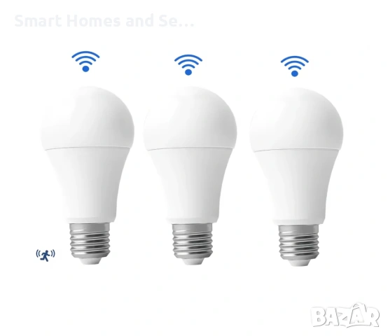 3 броя E27 LED крушки със сензор за движение