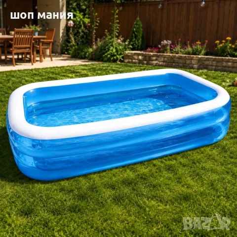 Надуваем градински басейн 262x175x50 см – голям семеен PVC басейн за деца и възрастни, 700 л