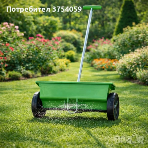 Ръчна градинска сеялка 6L с колела – разпръсквач за семена, торове, пясък и сол с 5-степенно регулир, снимка 3 - Градинска техника - 55161940