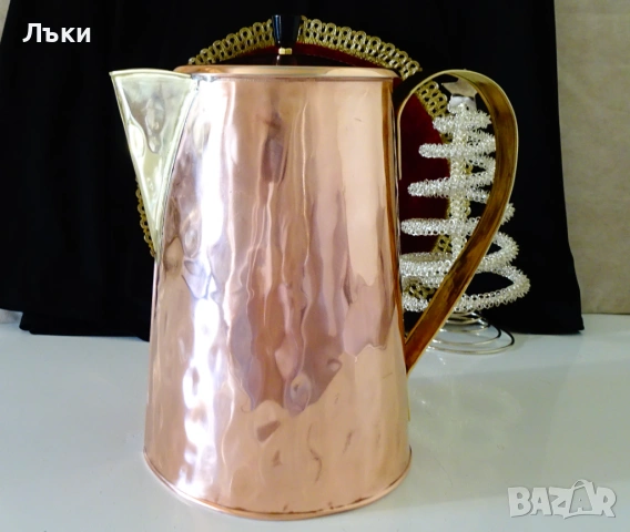 Медна кана с капак,чиста червена мед,5 л.,печат. , снимка 4 - Антикварни и старинни предмети - 54527378
