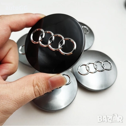 Капачки за джанти Ауди/Audi 68мм Черни/Сиви, снимка 6 - Аксесоари и консумативи - 54395025
