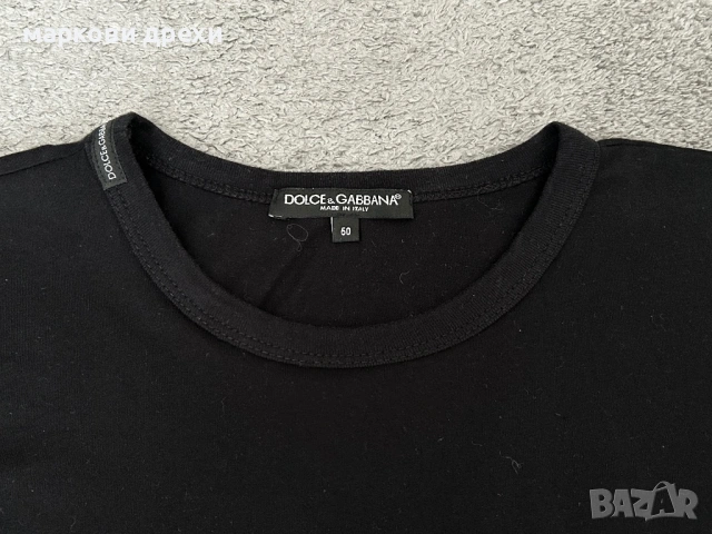Dolce & Gabbana Black Cotton Jersey Logo Embroidered T-Shirt, снимка 5 - Тениски - 54901238