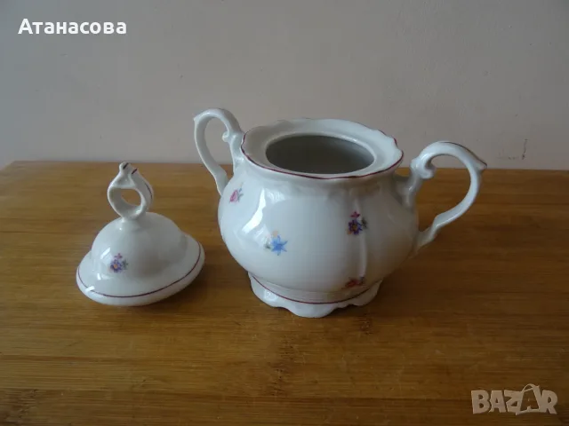 Чайник и захарница Барок български порцелан Сталин Видин 1957 г, снимка 7 - Аксесоари за кухня - 55413608