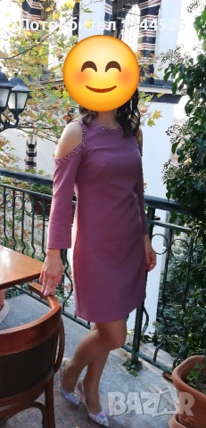 Елегантна рокля за повод, S ( лилаво, пепел от рози) 