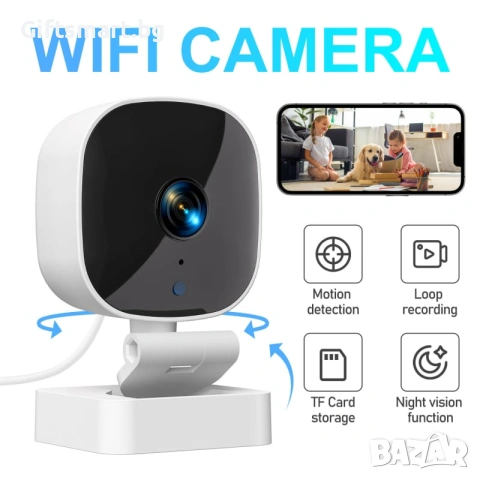К7 Wi-Fi охранителна камера, 5x5x4 cm, 1080P Full HD, Нощно виждане, Двупосочно аудио