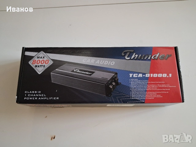 Усилвател за кола Thunder TCA-D1000.1, Клас D 