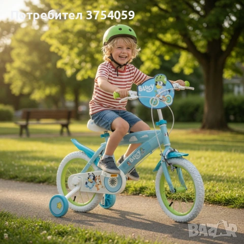 Детски велосипед Bluey 16" със спомагателни колела – светлосин, за деца 5–7 години, снимка 4 - Детски велосипеди, триколки и коли - 55148034