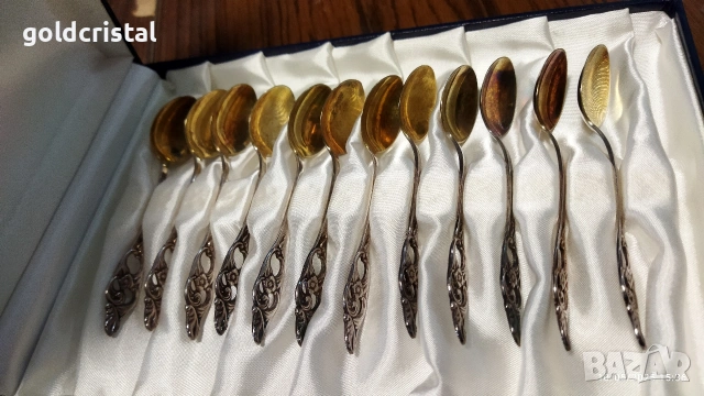 стари посребрени позлатени лъжички , снимка 9 - Антикварни и старинни предмети - 43689710