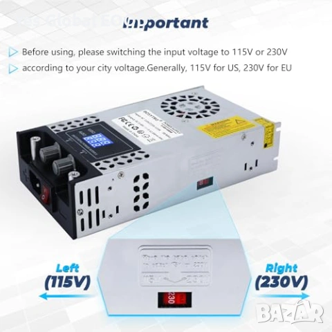 BOSYTRO захранване 12V 50A 600W регулируемо, снимка 8 - Захранвания и кутии - 55017002