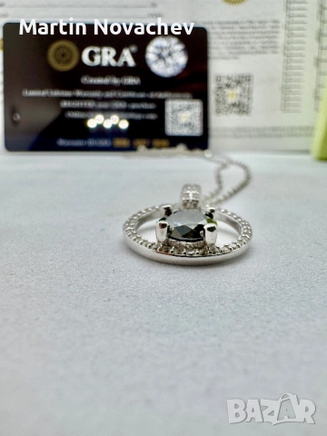 Сребърно колие с мойсанит (Диамант) 1 карат, снимка 5 - Колиета, медальони, синджири - 53990710