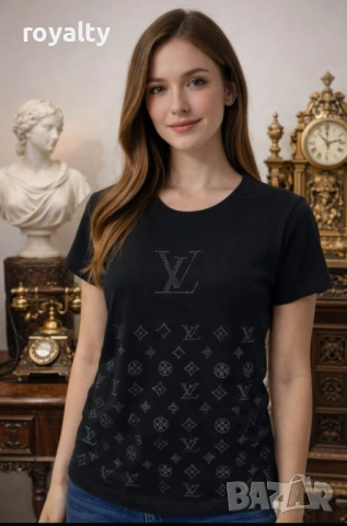 Louis Vuitton Нова Черна Дамска Тениска Луи Витон 