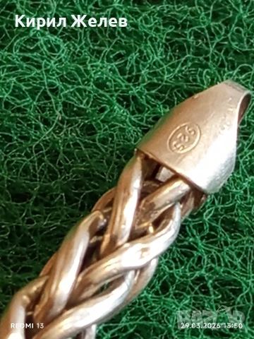 Масивна сребърна гривна плетка тип ЖИТЕН КЛАС перфектно състояние много красива 51782, снимка 4 - Гривни - 54014180