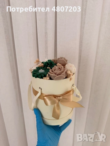 Подаръчен Букет от свещи, снимка 3 - Изкуствени цветя - 54306312