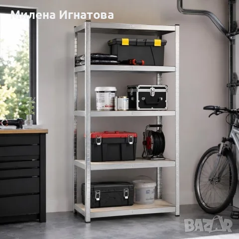 Професионален метален стелаж HÖGLER 205x120x45 см – 5 Рафта, до 880кг, регулируема височина, снимка 3 - Етажерки - 55563931