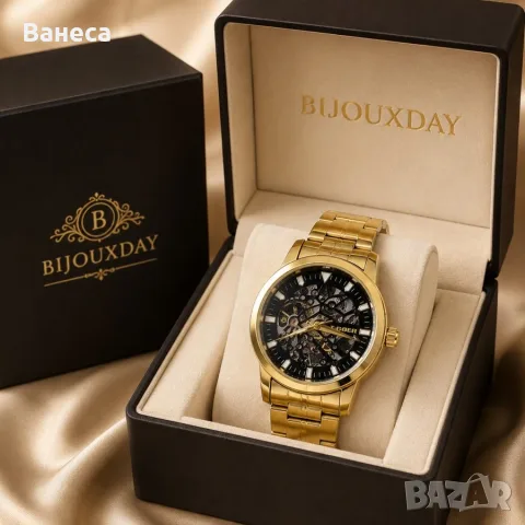 Мъжки автоматичен часовник T-GOER Full Gold Skeleton