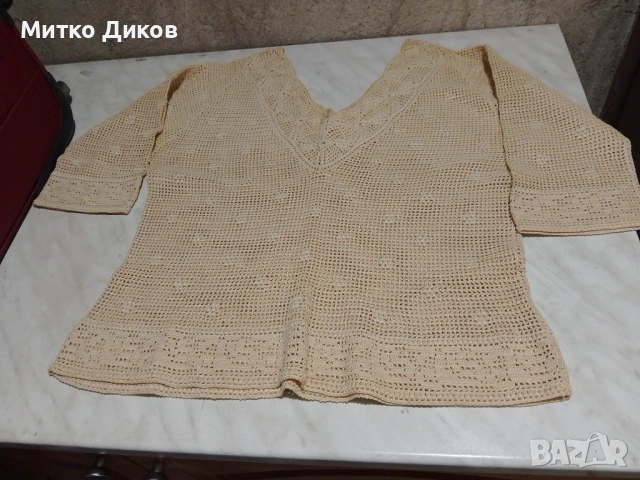 Вълнен елек и вълнена фанела 2бр. ръчно правени уникат нови размер Л женски, снимка 10 - Жилетки - 54822694