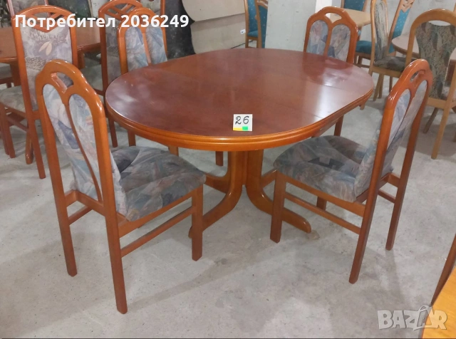 Комплект масивна разтегателна маса с 4 стола, снимка 2 - Маси - 53583486