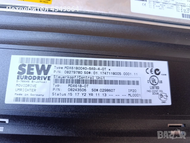 SEW MOVIDRIVE MDX61B0110-5A3-4-0T 11kW Inverter – Използван, Отлично състояние, снимка 4 - Друга електроника - 54968970