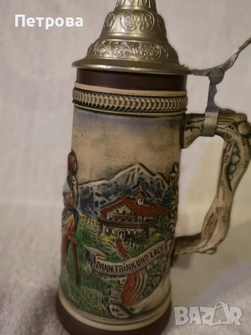 Голяма, релефна немска халба за бира. , снимка 5 - Колекции - 54010318