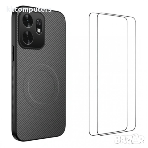 WANLONFENG TQ1 Магнитен Калъф за Honor X6d 5G - PC+TPU, Карбон текстура, 2 стъкла, снимка 3 - Калъфи, кейсове - 54518033
