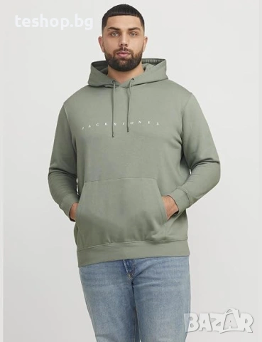 Мъжки суитшърт с качулка Jack & Jones Plus Jjestar JJ Noos Pls 5XL, снимка 6 - Суичъри - 55255333