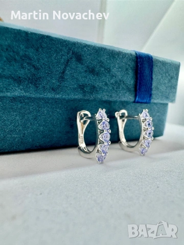 Сребърни обеци с Танзанит, снимка 12 - Обеци - 54118174