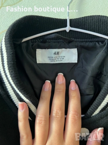 H&M Кожено дамско черно яке с джобове и нашивки M размер премиум качество 🖤, снимка 4 - Якета - 54982736