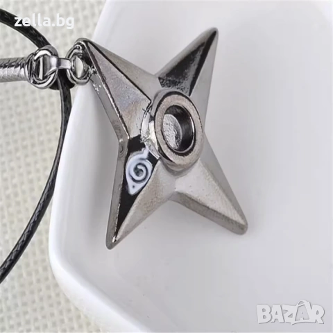 Колие Naruto Uzumaki – Висулки Кунай и Шурикен, метална сплав, кожена верижка 50 см 10058, снимка 8 - Колиета, медальони, синджири - 54656867