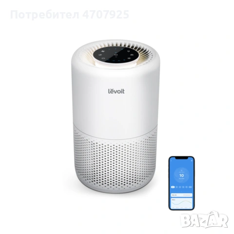 Пречиствател за въздух Levoit Core 200S, 35 м2, 26W, True HEPA H13, Премахва 99,97% от замърсителите