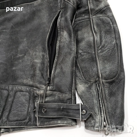 Harley Davidson Spencer Оригинално Кожено Яке Износен Захабен Изцапан Ефект M, снимка 7 - Якета - 54152917