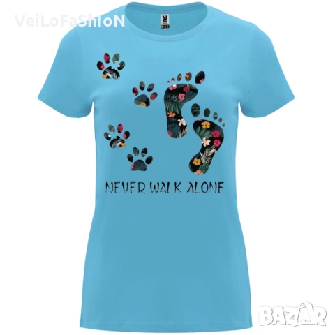 Нова дамска тениска Never Walk Alone, в два цвята, снимка 3 - Тениски - 51856393