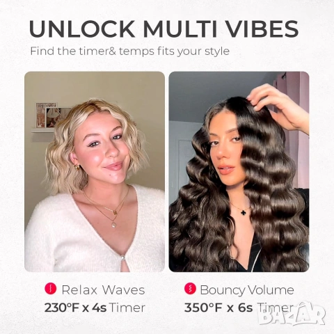 Маша за вълни TYMO ROVY Beach Waves 3 Barrel налична в Pink и Elegant Gold [НОВА], снимка 16 - Преси за коса - 54682080