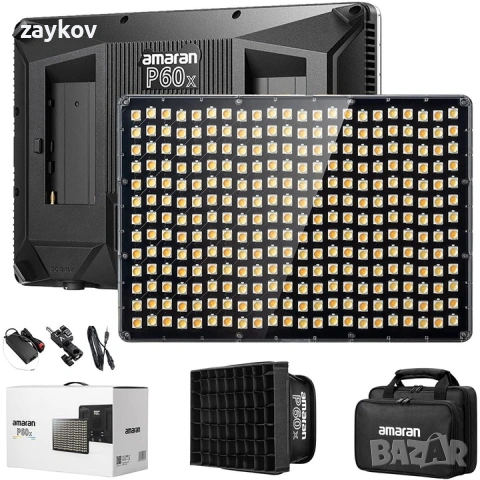 LED панел Amaran P60x Bicolor 3200-6500K с дистанционно и софтбокс с решетка, снимка 5 - Лед осветление - 54383173