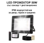 LED прожектор ICRGB 50W със сензор за движение и дистанционно, снимка 1