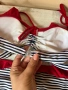 Нов бански L размер с бяло и синьо райе с червени къдрички ❤️💙🤍, снимка 4